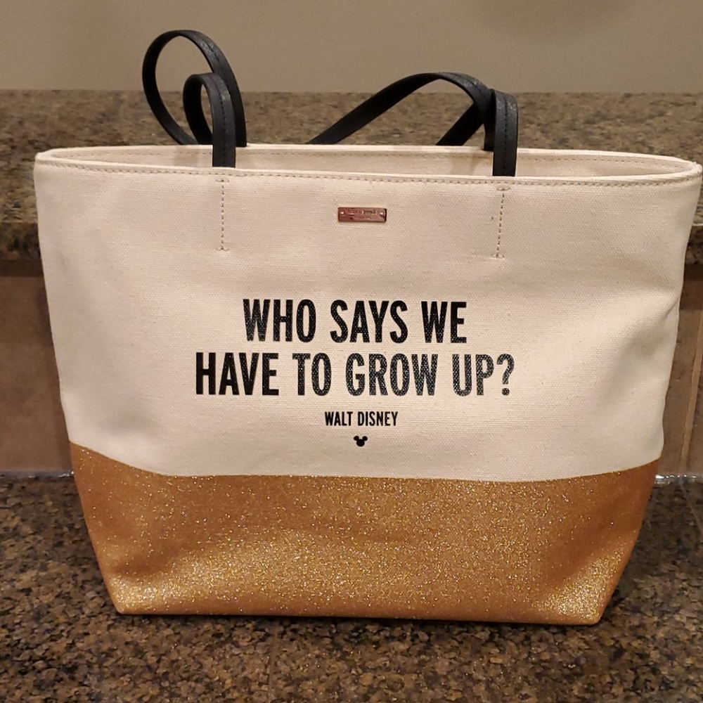 Kate Spade Disney Glitter gold bottom tote purse